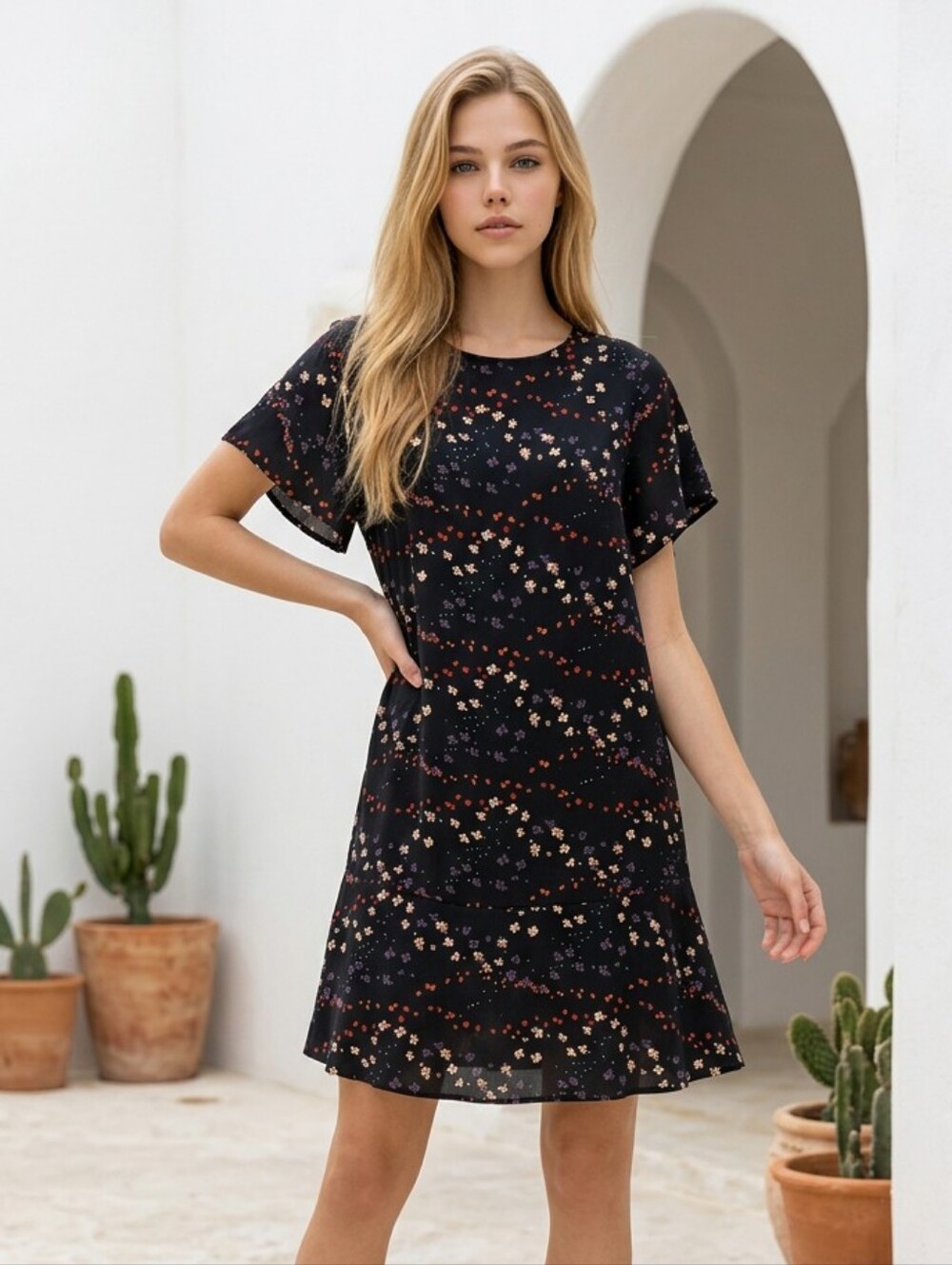 Cabi Zadie Muse Dress Floral Flutter Sleeve Flounce Hem Shift Dress XS Romantic